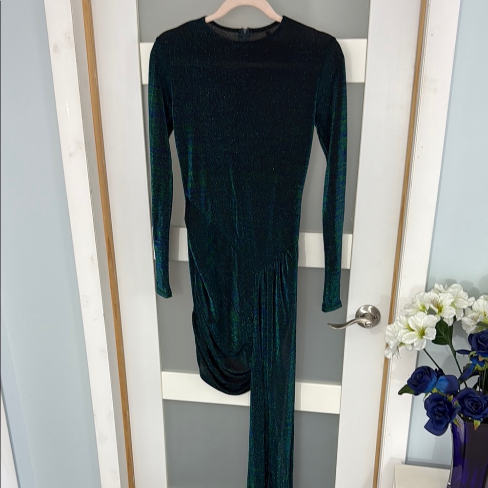 Elegant Green Long Sleeve Dress
